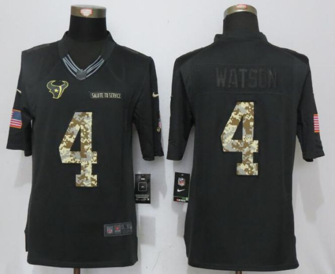 2017 NFL New Nike Houston Texans #4 Watson Anthracite Salute To Service Limited Jersey->->NFL Jersey